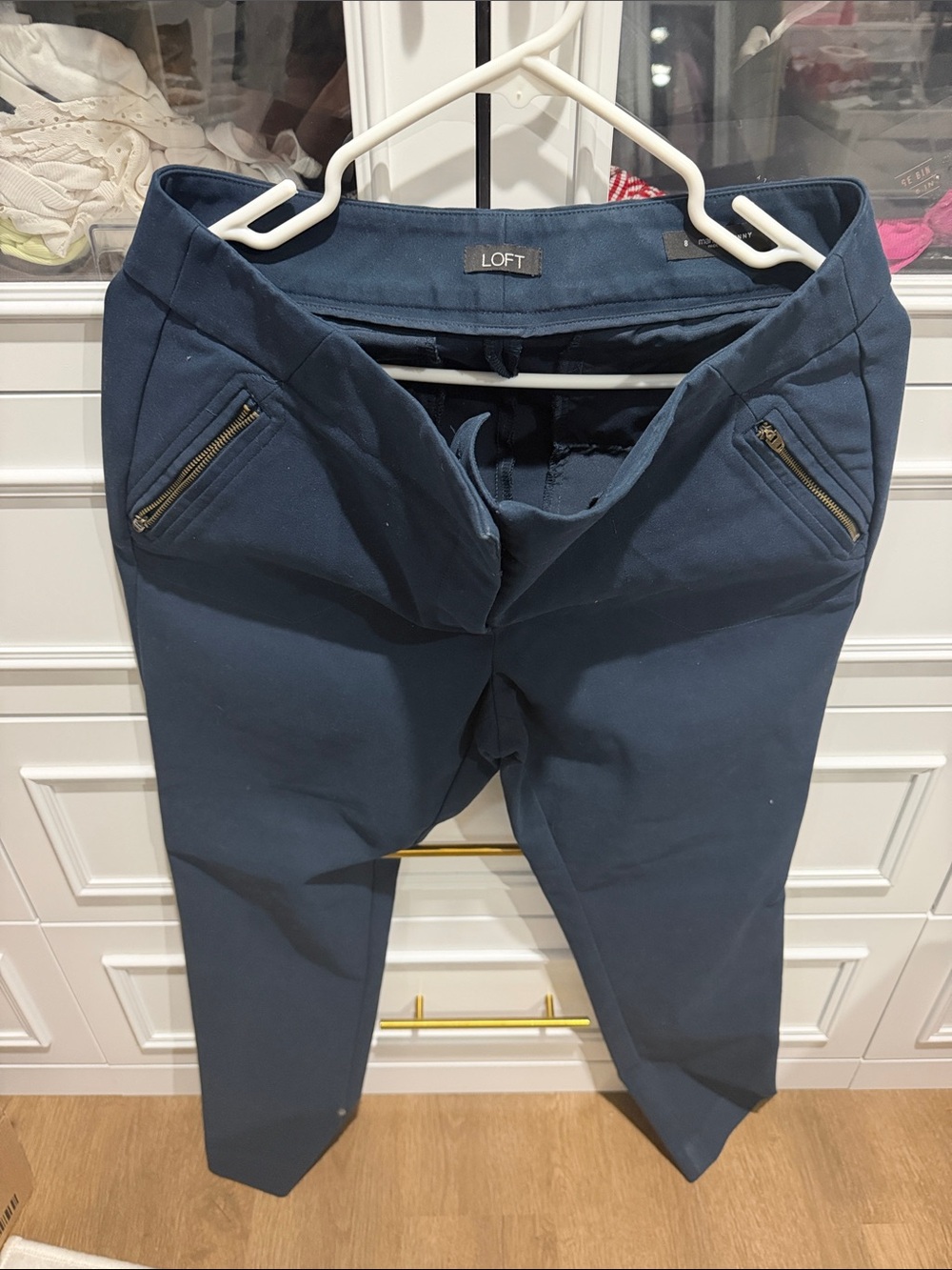 LOFT womens Dark Navy Zip-Pocket Chinos
